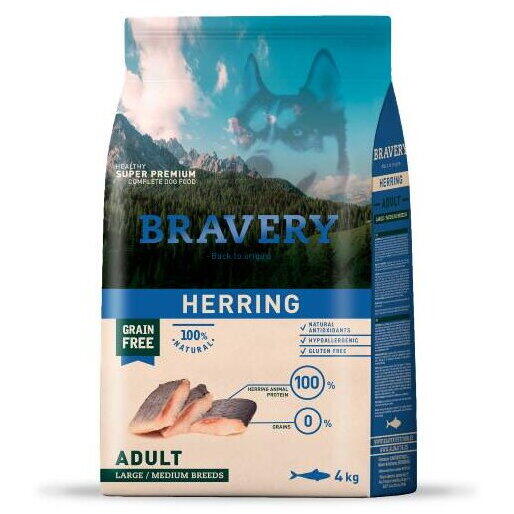 Bravery Medium Large Adult, Hering, 4 kg