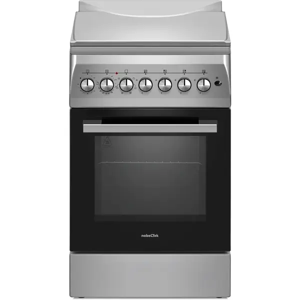 NobeLTek Cooking Aragaz Nobeltek NLT 5604IX/FE1, plita gaz si cuptor electric, ventilator, aprindere electrica plita, gratare fonta, siguranta plita, iluminare cuptor, timer, echipat cu diuze GN, diuze GPL de schimb, capac tabla, Argintiu