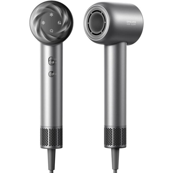 Uscator de par Dreame Glory AHD18-BK, 1600 W, 3 viteze, 3 trepte temperatura, Concentrator de aer, Difuzor volum, Negru/Gri