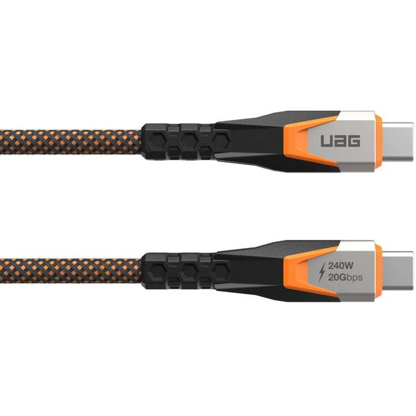 UAG Cablu SRGE 3.2 Type-C la Type-C, PD 240W, 0.75 m, Black / Orange