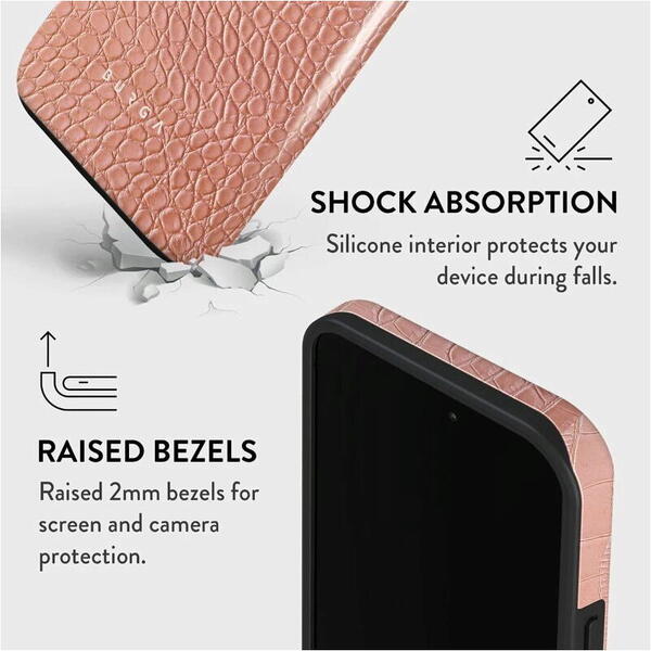Husa iPhone 14 Pro Max Burga Dual Layer Pink Croco