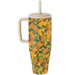 Burga Cana Termos Orange Lemonade 1.2 L cu capac anti scurgeri si pai reutilizabil, inox