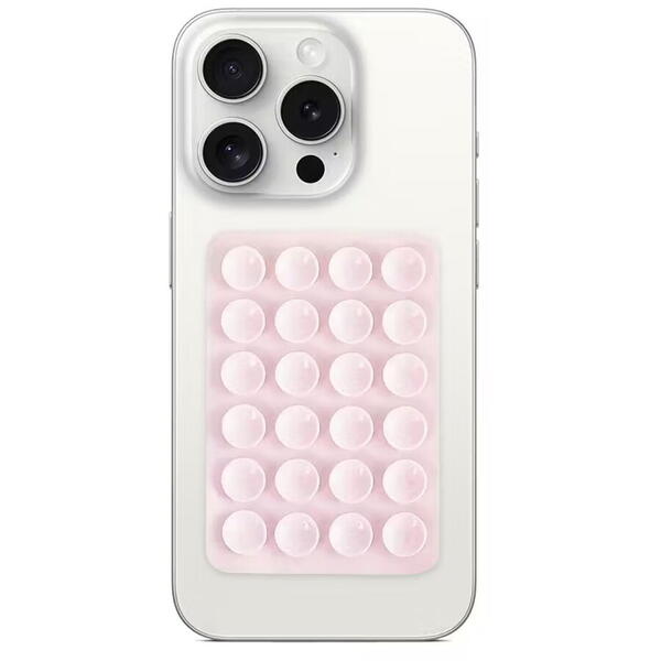 Lemontti Suport Silicon cu ventuze pentru telefon Roz