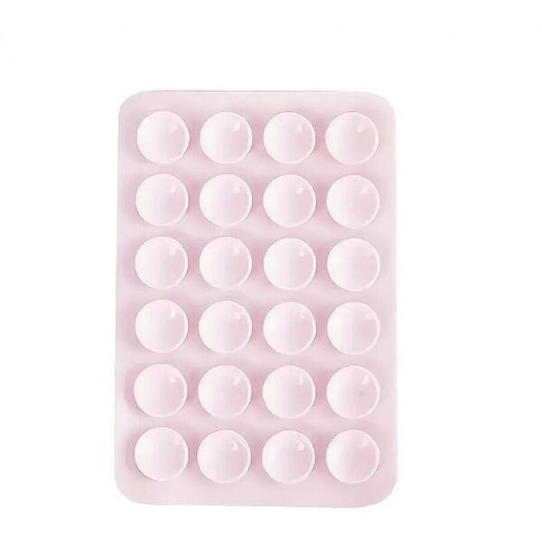 Lemontti Suport Silicon cu ventuze pentru telefon Roz