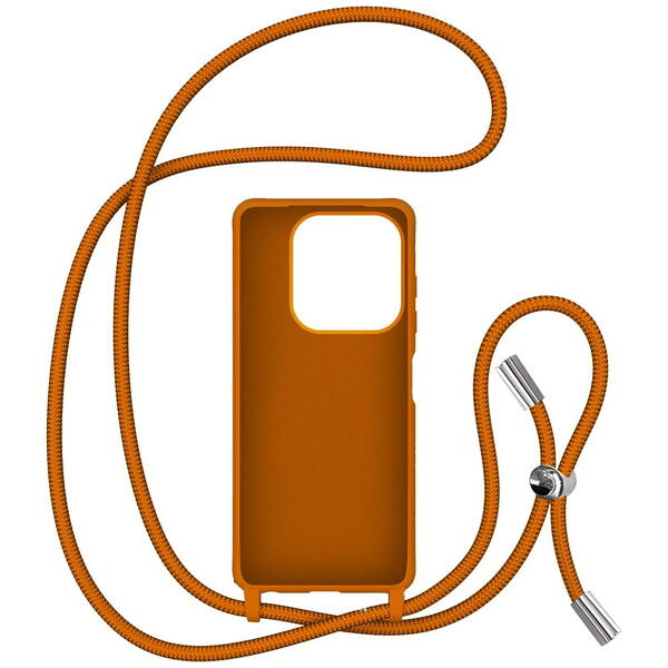 Lemontti Husa Silicon cu Snur Xiaomi Redmi 12C Portocaliu (protectie 360°, material fin, captusit cu microfibra)