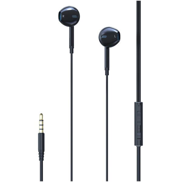 Casti Stereo 3.5 mm Lemontti Ripple Negru (handsfree - telecomanda, microfon)