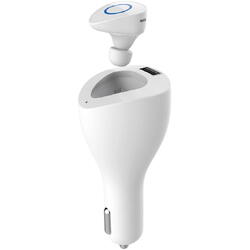 Casca Bluetooth Devia Vortex White (cu incarcator auto 2.1A)