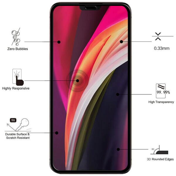 Folie iPhone 12 Pro Max Eiger Sticla Curbata 3D Clear Black