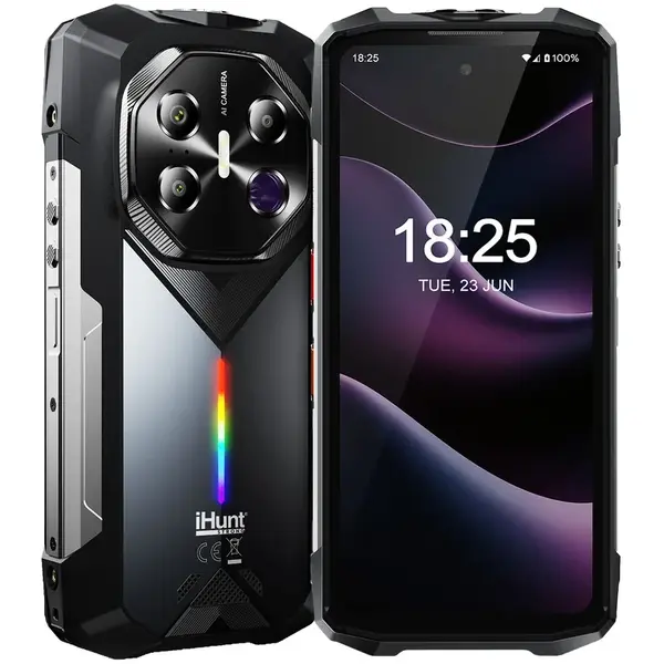Telefon mobil iHunt Titan Night Hunter, 5G, Octa-Core, 6.75-inch, 256 GB, Camera 50MP + 5MP, Baterie 20000mAh, Android 14, Negru