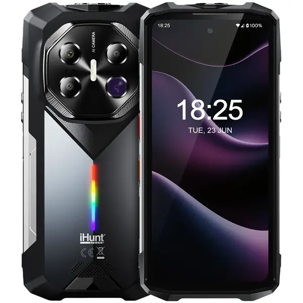 Telefon mobil iHunt Titan Night Hunter, 5G, Octa-Core, 6.75-inch, 256 GB, Camera 50MP + 5MP, Baterie 20000mAh, Android 14, Negru
