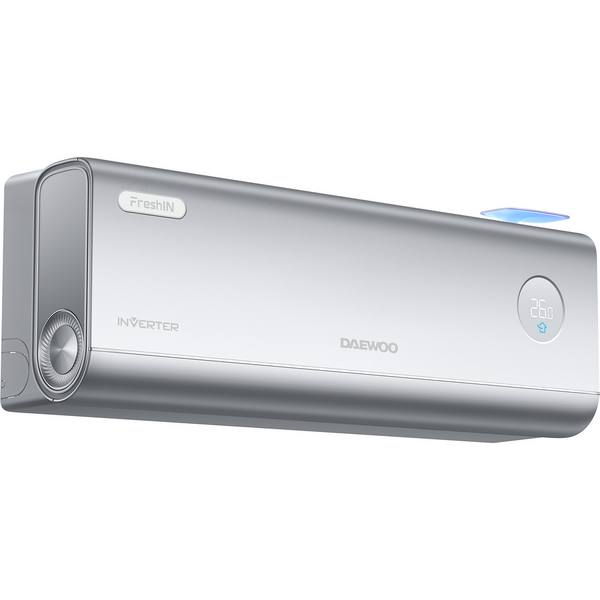 Aer conditionat Daewoo DAC-12FRESH, 12000 Btu, Inverter, functie WI-FI, kit de instalare inclus (fara console), Autocuratare, 4 straturi de filtrare a aerului, Gentle Wind, Argintiu