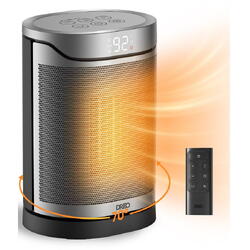 Aeroterma Dreo Atom 318, 1500W, Heater Ceramica, Termostat, Eco Mode, Funcție Ventilator, Oscilatie 70°, Timer 12h, Silentios, Display LED, Telecomanda, Negru&Argintiu