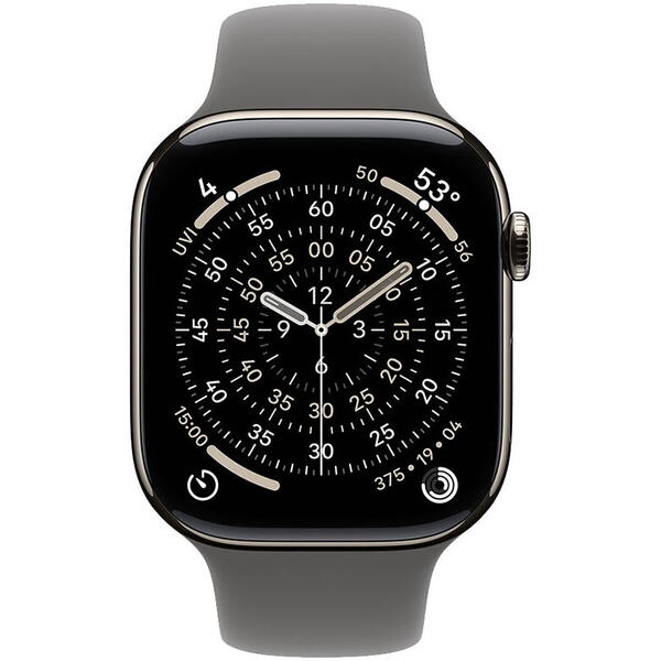 Apple AW S11 42 Cel Nat Titan StoneG Band S/M