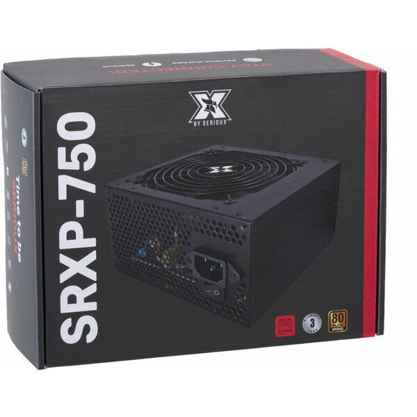 Sursa Serioux Energy 750W, 80+ BRONZE, Ventilator 12cm, ATX, material metal, cabluri: 20+4-pin, 1x4+4-pin, 2x6+2-pin, negru