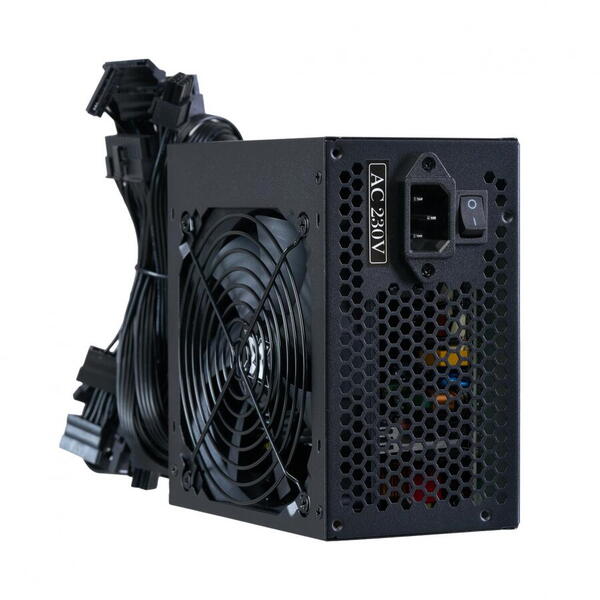 Sursa Serioux Energy 550W, 80+ Bronze, Ventilator 12cm, ATX, material metal, cabluri: 20+4-pin, 1x4+4-pin, 2x6+2-pin, negru