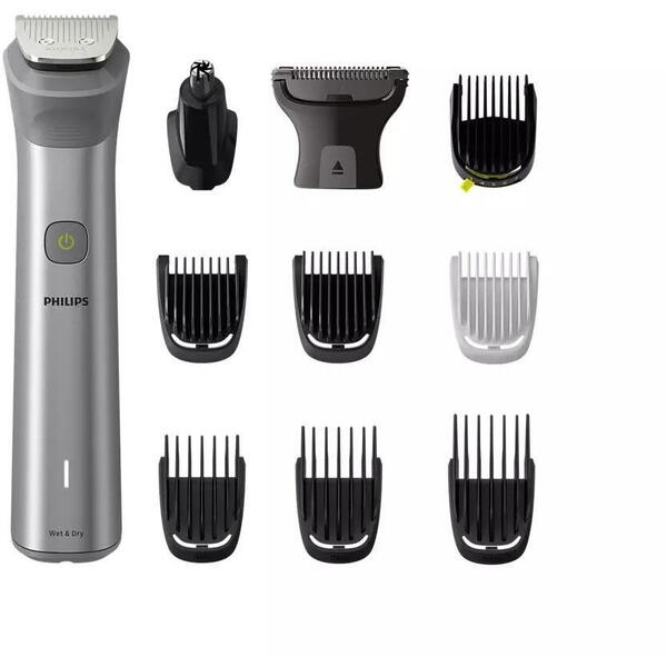 Aparat de tuns multifunctional 11 in 1 PHILIPS Multigroom Series 5000 MG5930/15, acumulator, autonomie 120 min, Gri antracit