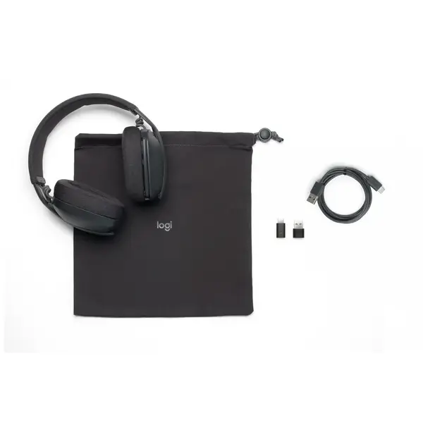 Casti Over the Ear Logitech 981-001199, fara fir, bluetooth, microfon, negru