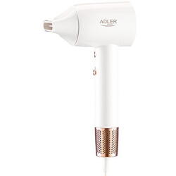 Uscator de par Adler AD 2272, 110.000 RPM, 1800W, afisaj LED, flux aer 20 m/s, 3 setari temperatura, 2 trepte viteza, nivel zgomot 67 dB, tehnologie ionizare, concentrator magnetic, alb/auriu