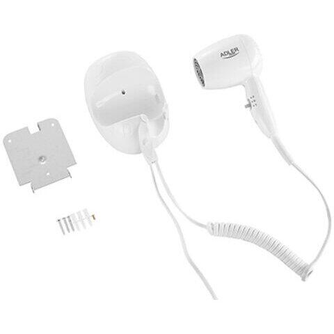 Usacator de par Adler AD 2252, 1600W, pentru hotel si piscina, montare pe perete, 2 trepte, 2 viteze, alb