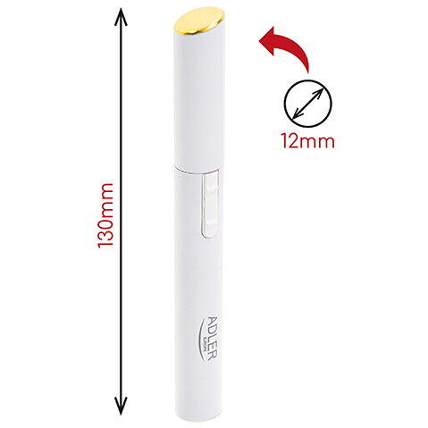 Trimmer pentru sprancene Adler AD 2934w, pieptene de ghidaj dublu, perie, baterii, alb