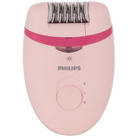 Epilator Philips Satinelle BRE285/00, 2 trepte de viteza, Maner ergonomic, Opti-light, Cap de epilare lavabil, Roz