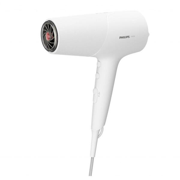 Uscator de par Philips BHD500/00, 2100W, tehnologie ThermoShield, ingrijire cu ioni, 2 setari de viteza, 3 setari de temperatura, cap de coafare 14 mm, Alb