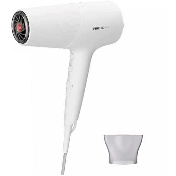 Uscator de par Philips BHD500/00, 2100W, tehnologie ThermoShield, ingrijire cu ioni, 2 setari de viteza, 3 setari de temperatura, cap de coafare 14 mm, Alb