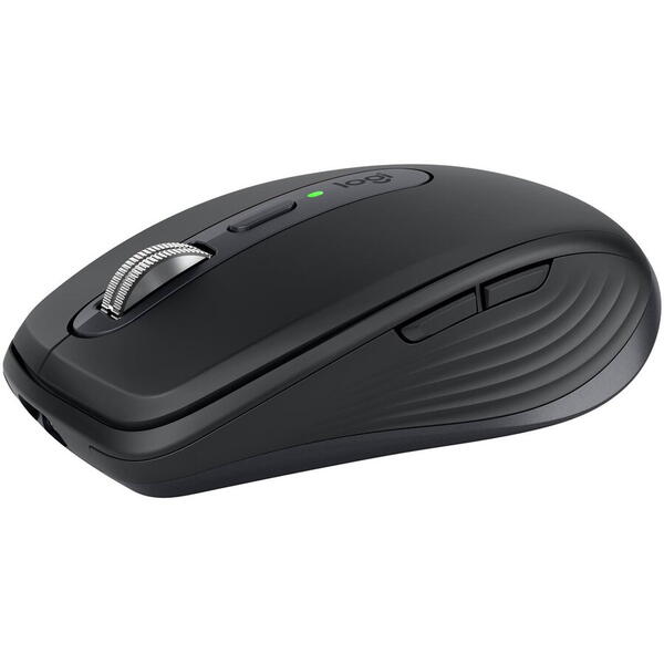 Mouse wireless Logitech MX Anywhere 3S, 2.4GHz&Bluetooth, Silent, Scroll MagSpeed, Multidevice, USB-C, Negru Grafit