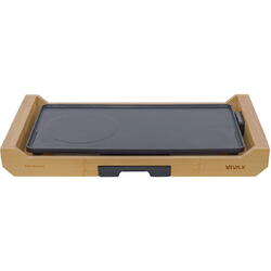 Gratar electric Vivax EG-4020HZ, 2200W, termostat, suprafata gatire neteda, placa detasabila, tavita detasabila, carcasa bambus