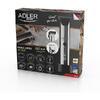 Aparat de tuns Adler AD 2834, display LCD, 5 viteze, autonomie 3 ore, IPX 6, argintiu