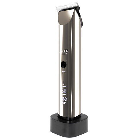 Aparat de tuns Adler AD 2834, display LCD, 5 viteze, autonomie 3 ore, IPX 6, argintiu