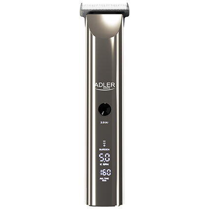 Aparat de tuns Adler AD 2834, display LCD, 5 viteze, autonomie 3 ore, IPX 6, argintiu