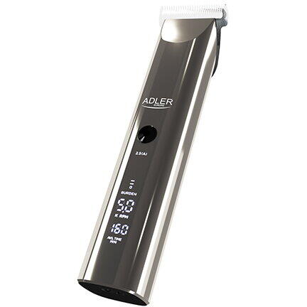 Aparat de tuns Adler AD 2834, display LCD, 5 viteze, autonomie 3 ore, IPX 6, argintiu