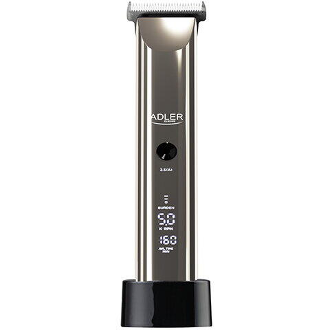 Aparat de tuns Adler AD 2834, display LCD, 5 viteze, autonomie 3 ore, IPX 6, argintiu