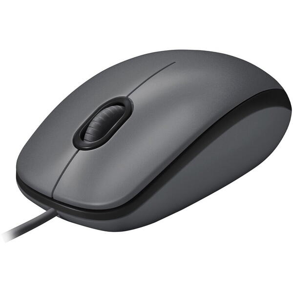 Mouse Logitech M100, optic, interfata USB, rezolutie 1000 DPI, negru