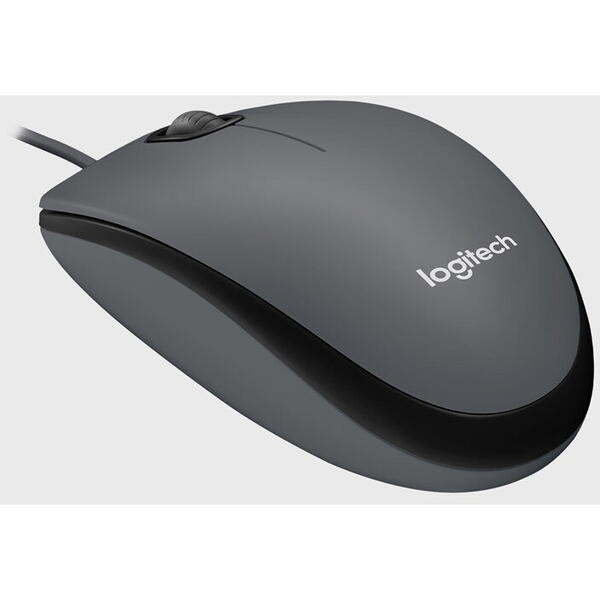 Mouse Logitech M100, optic, interfata USB, rezolutie 1000 DPI, negru