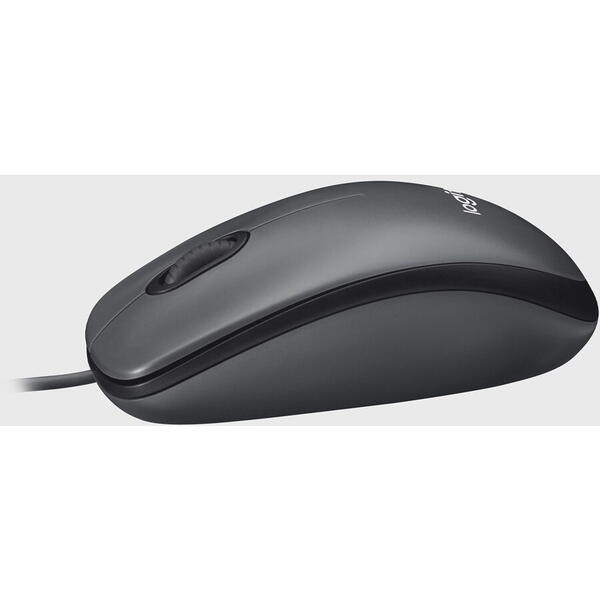 Mouse Logitech M100, optic, interfata USB, rezolutie 1000 DPI, negru