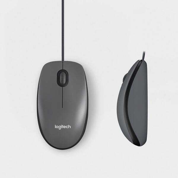 Mouse Logitech M100, optic, interfata USB, rezolutie 1000 DPI, negru