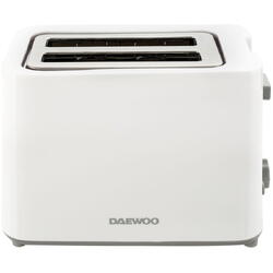 Prajitor de paine Daewoo, putere 750 W, 6 niveluri de rumenire, tavita de firimituri, spatiu depozitare cablu, control electronic rumenire, carcasa Cool Touch, Alb