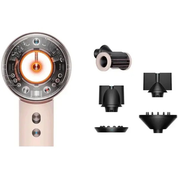 Uscator de par Dyson Supersonic Nural HD16 113407-01, 1600 W, 110.000 rpm, 4 setari de temperatura, 3 setari de viteze, Roz/Auriu