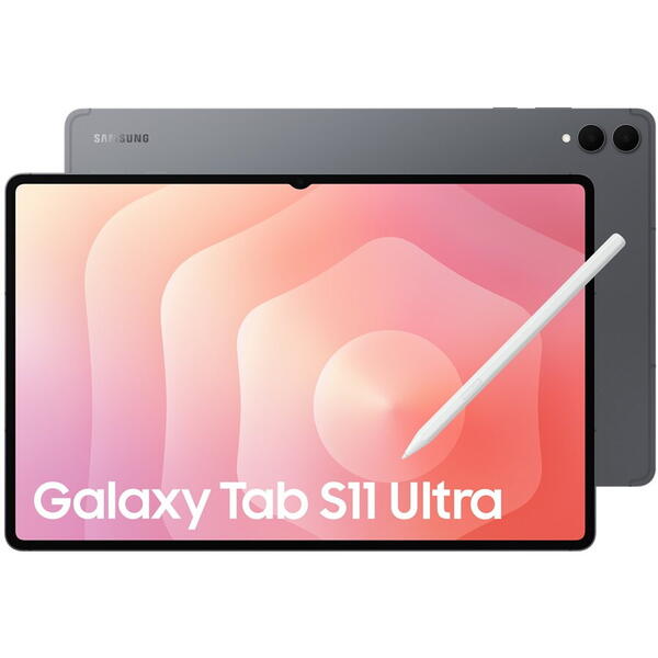 Tableta Samsung Galaxy Tab S11 Ultra X930, Procesor Octa-Core MediaTek Dimensity 9400+, Ecran Dynamic AMOLED 2X 14.6", 12GB RAM, 256GB Flash, Camera 13MP+8MP, Wi-Fi, Bluetooth, GPS, Android, S-Pen, Gri
