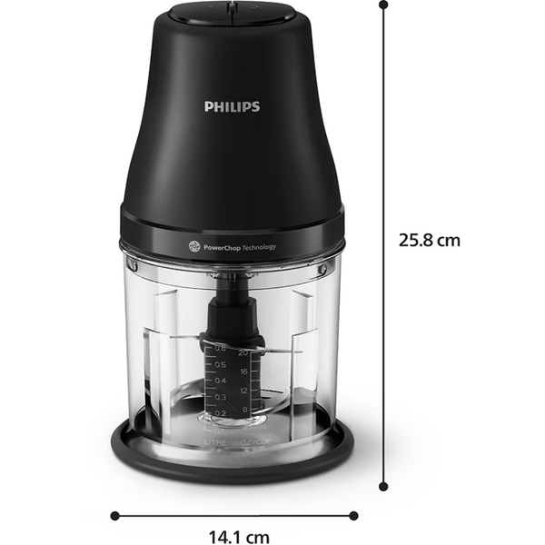 Tocator Philips, tehnologie PowerChop, 450 W, 4 lame, capacitate bol 1l, 2 viteze, material plastic