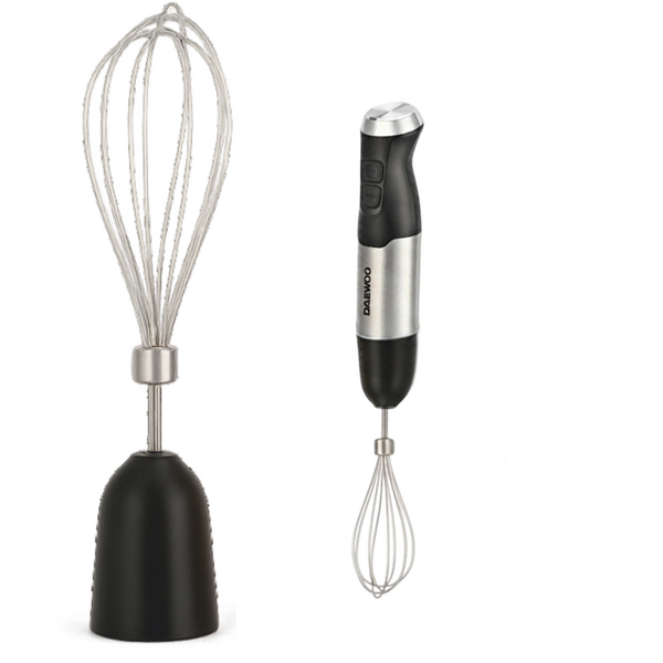 Daewoo SDA Mixer vertical Daewoo DHB60BX, putere 600 W, tija detasabila din inox, 2 trepte de viteza, lama din inox, accesorii: tel, tocator, pahar gradat, Inox/Negru