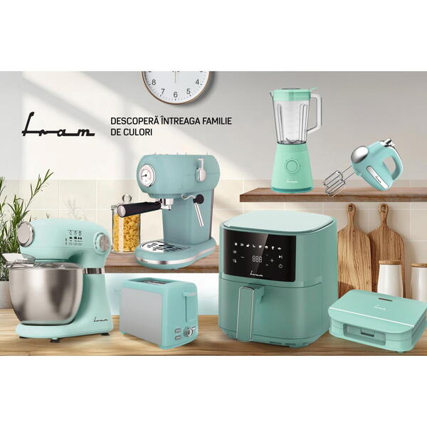 Mixer planetar Fram FPM-D1010GR, 1000 W, Bol inox 5 l, 12 viteze + Pulse, Verde