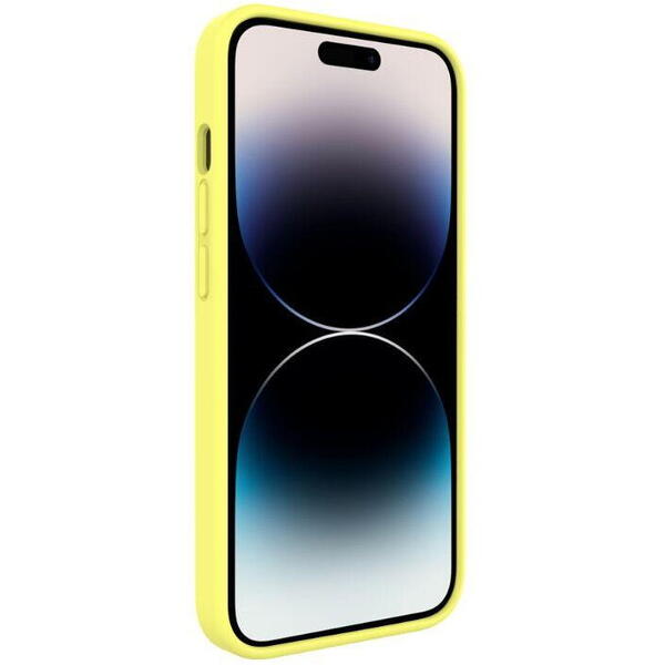 Lemontti Husa Liquid Silicon MagCharge iPhone 14 Pro Galben (protectie 360°, material fin, captusit cu microfibra)