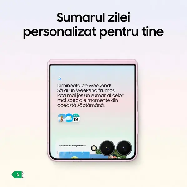 Telefon Mobil Samsung Galaxy Z Flip8, Procesor Exynos 2600, Ecran Foldable Dynamic LTPO AMOLED 2X, 12GB RAM, 512GB Flash, Camera Duala 50 + 12 MP, 5G, Dual Sim, Android, Crem