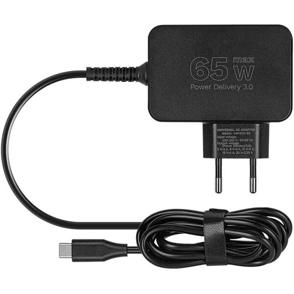 Alimentator Universal 65W PD USB-C + 7 adaptoare Kruger&Matz KM1450-65