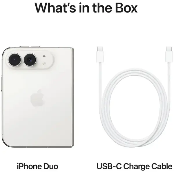 Telefon Mobil Apple iPhone Duo, LTPO Super Retina XDR OLED 7.6", 2TB Flash, Camera Duala 48 + 48 MP, Wi-Fi, 5G, iOS, Alb