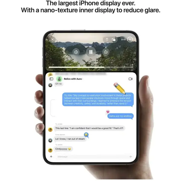 Telefon Mobil Apple iPhone Duo, LTPO Super Retina XDR OLED 7.6", 2TB Flash, Camera Duala 48 + 48 MP, Wi-Fi, 5G, iOS, Alb