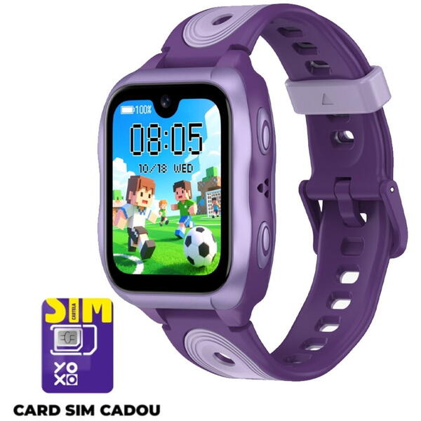 Smartwatch LAGENIO pentru copii cu Functie Telefon  AI K11, Conexiune 4G, 1.78 inch AMOLED, camera de 5 MP, Apel Video, Mesaje, Localizare GPS, Control Parental, Buton SOS, IP68, 800 mAh, Mov